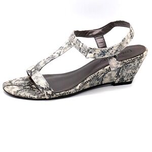 Relativity Sandals Womens Willow Gray Snakeskin 9.5 Slingback Shoes Hook Loop